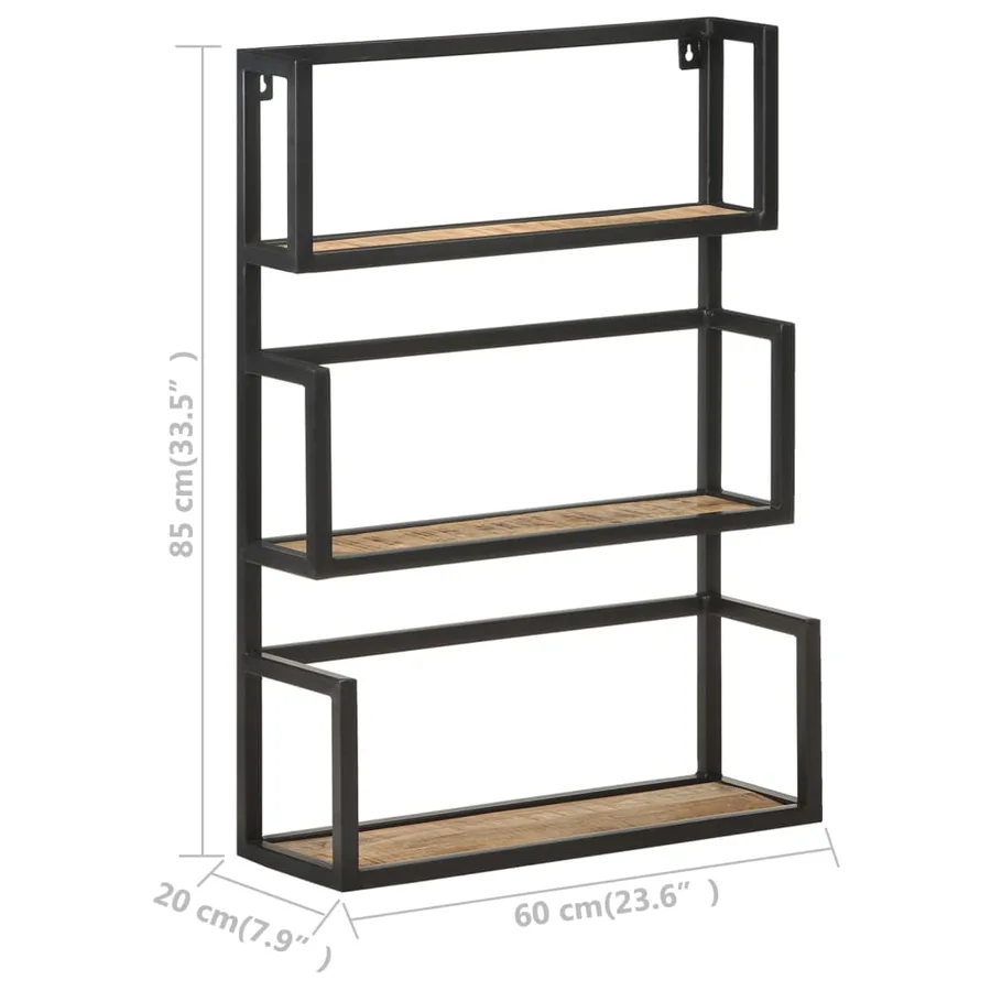 Étagère murale 60x20x85 cm Bois de manguier brut - 7