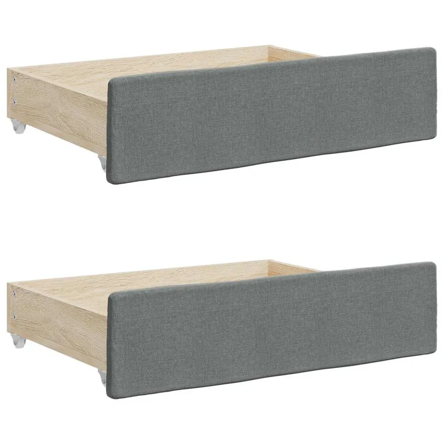 Tiroirs de lit 2 pcs gris foncé bois d'ingénierie et tissu - 2