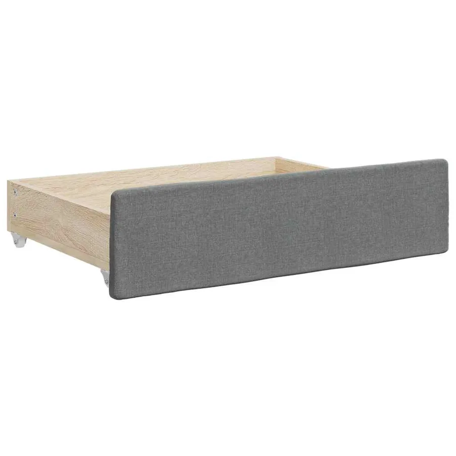Tiroirs de lit 2 pcs gris foncé bois d'ingénierie et tissu - 3