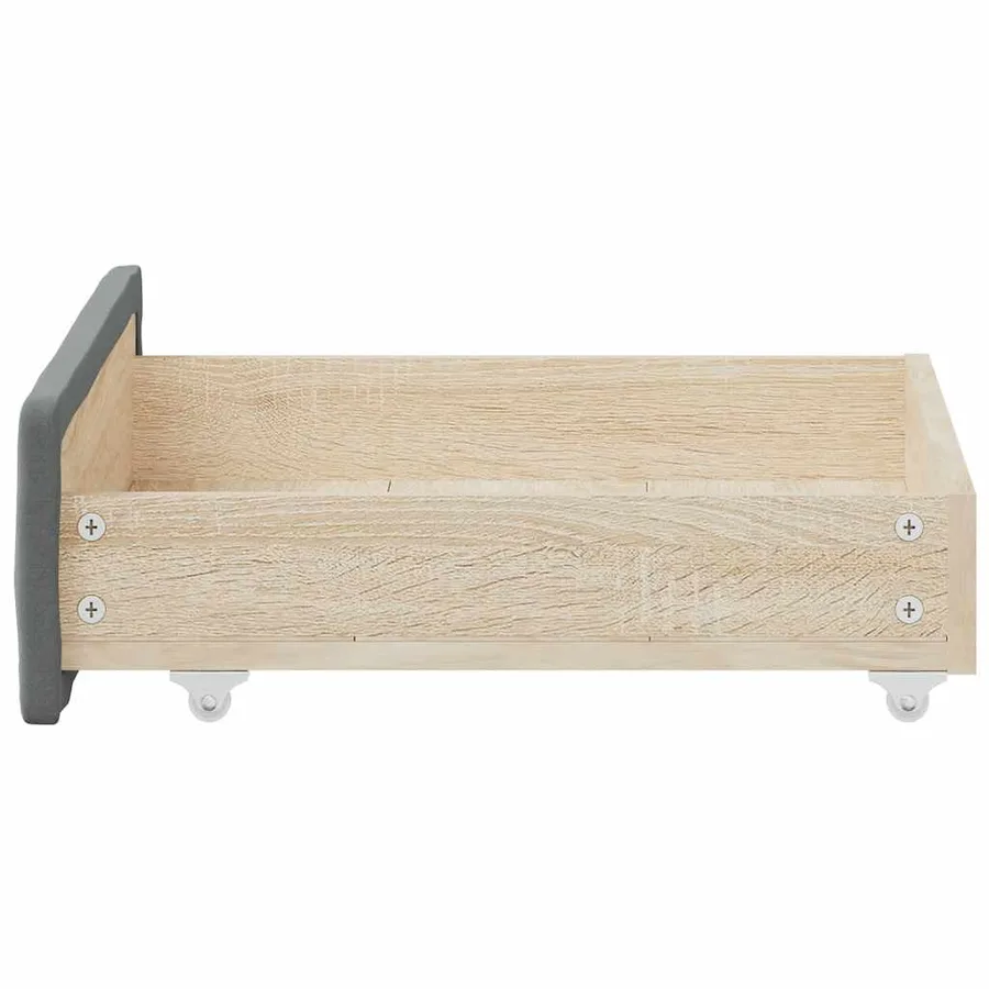 Tiroirs de lit 2 pcs gris foncé bois d'ingénierie et tissu - 5