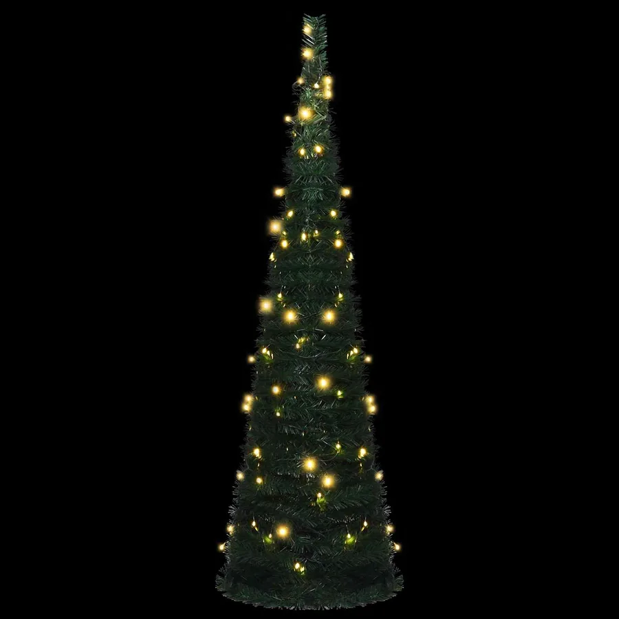 Sapin de Noël with LED String Lights Vert 150 x 150 cm PVC - 5