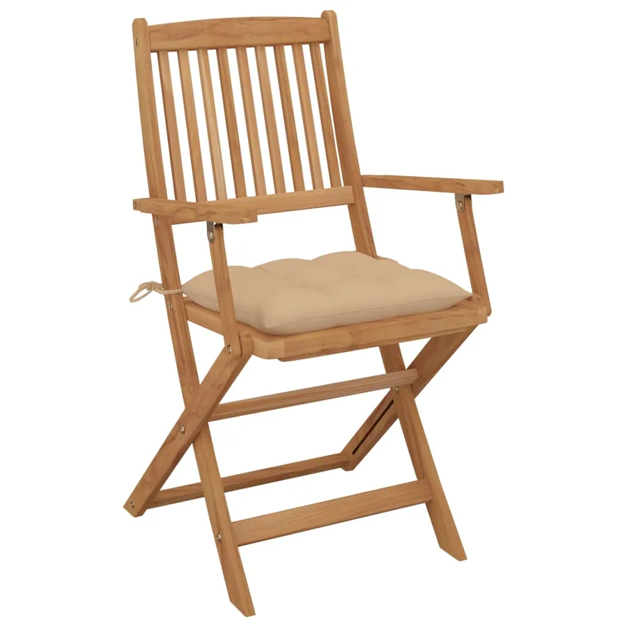 Chaises pliables de jardin lot de 6 avec coussins Bois d'acacia - 3