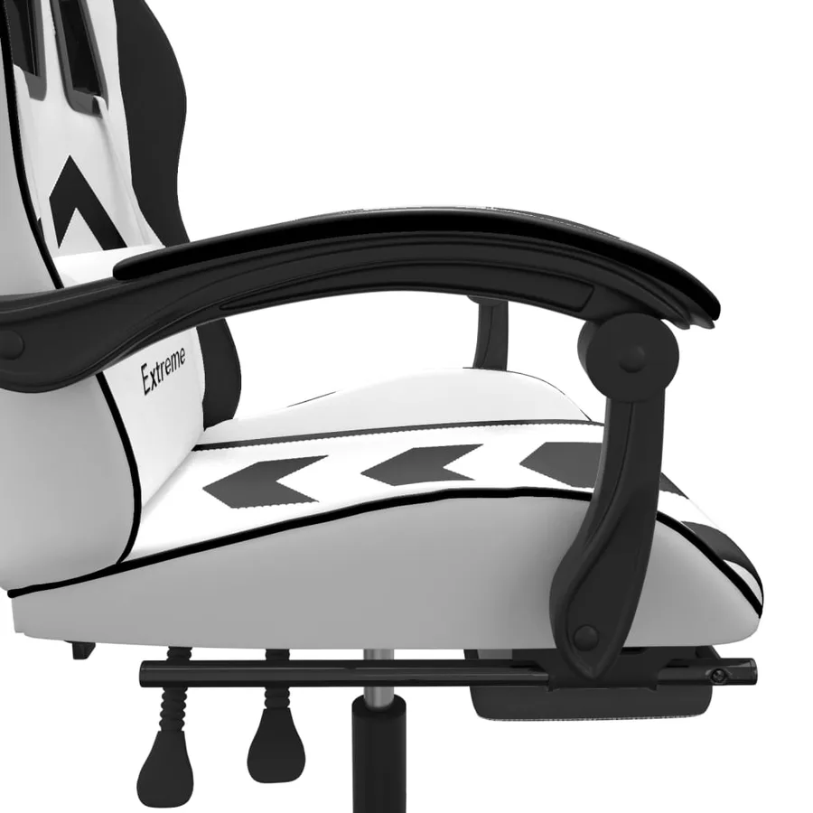 Chaise de jeu pivotante et repose-pied Blanc et noir Similicuir - 8