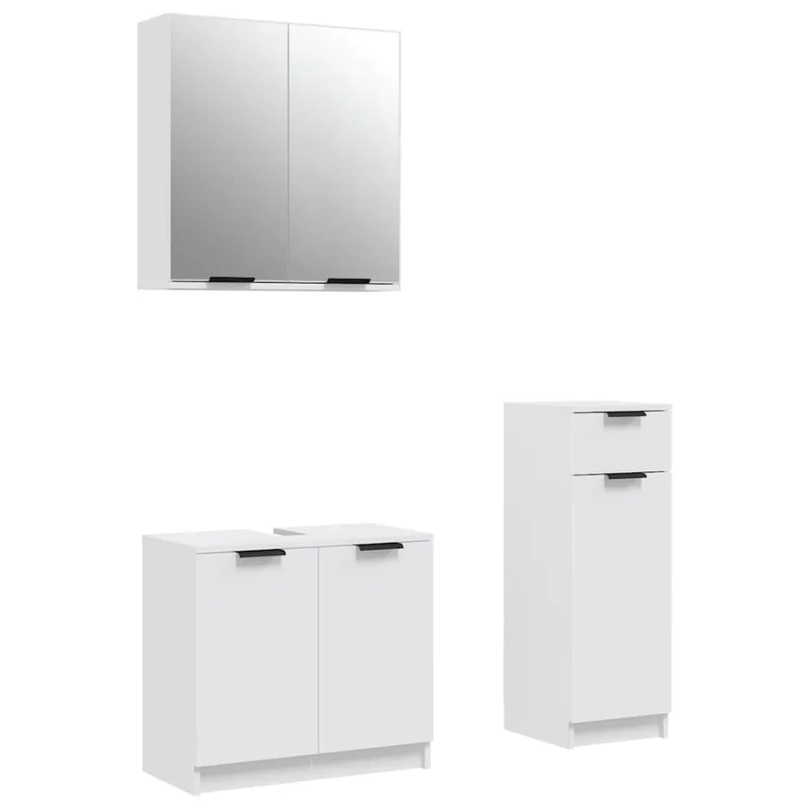 Ensemble d'armoires salle de bain 3 pcs blanc bois d'ingénierie - 2