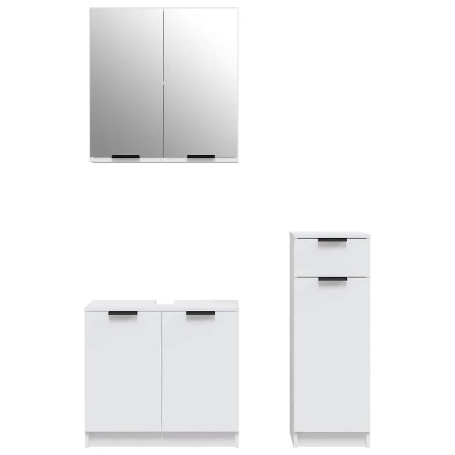Ensemble d'armoires salle de bain 3 pcs blanc bois d'ingénierie - 5