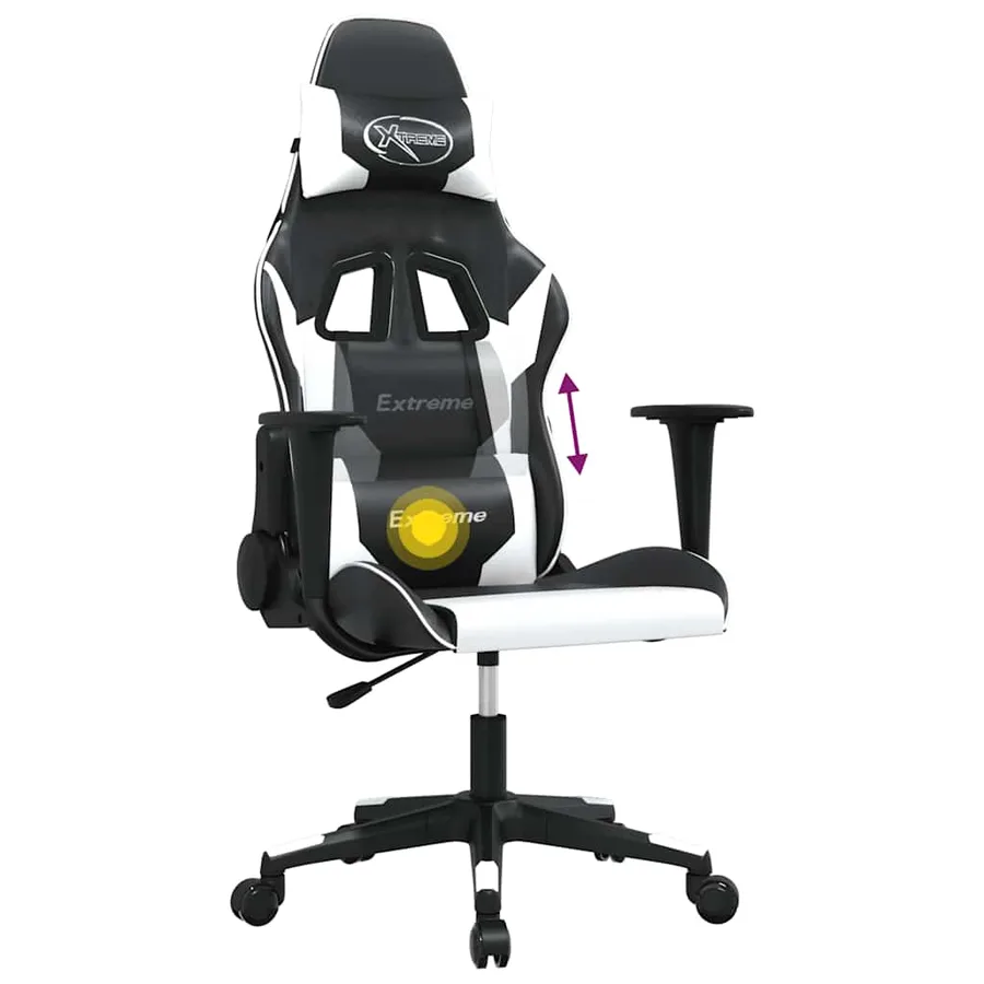 Chaise de jeu de massage Noir et blanc Similicuir - 5