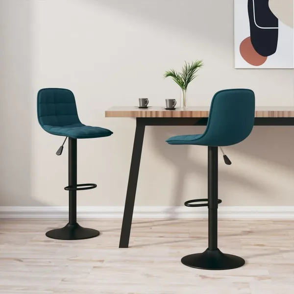Tabourets de bar lot de 2 bleu velours