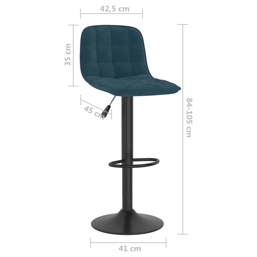 Tabourets de bar lot de 2 bleu velours - 10