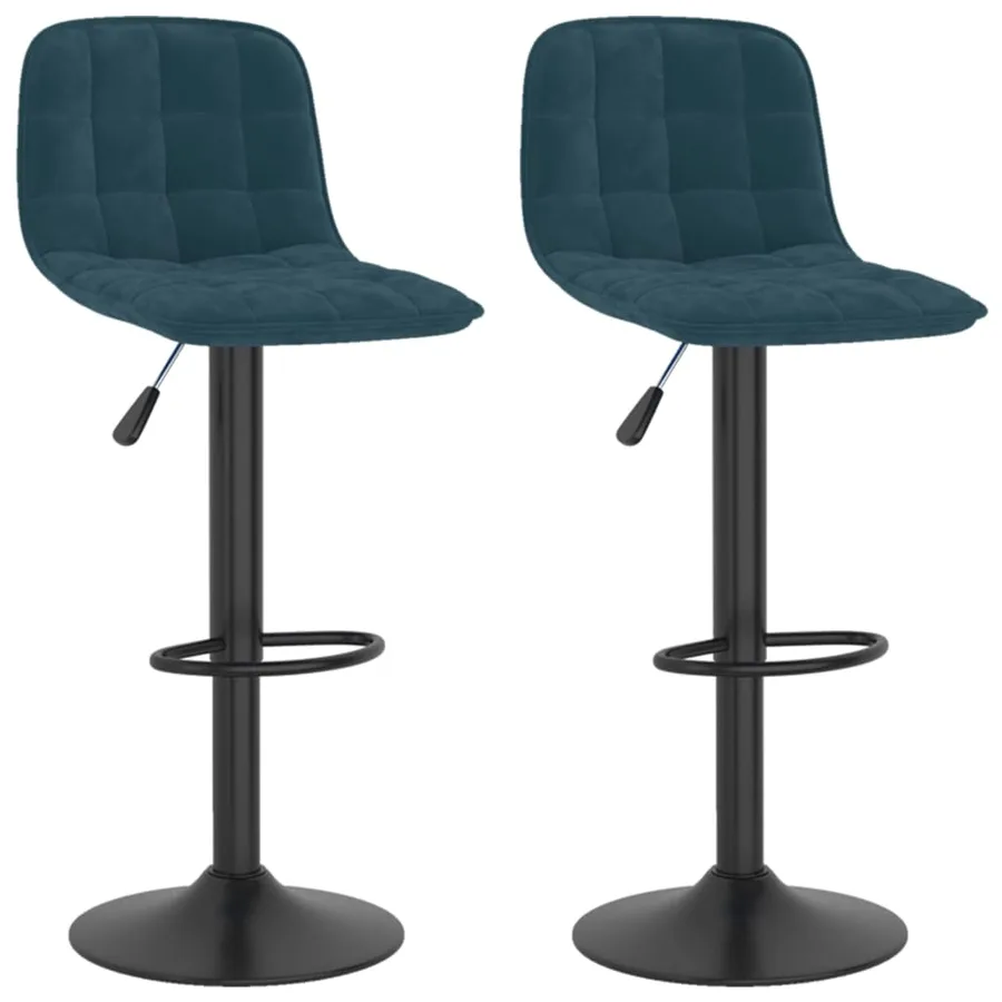 Tabourets de bar lot de 2 bleu velours - 2