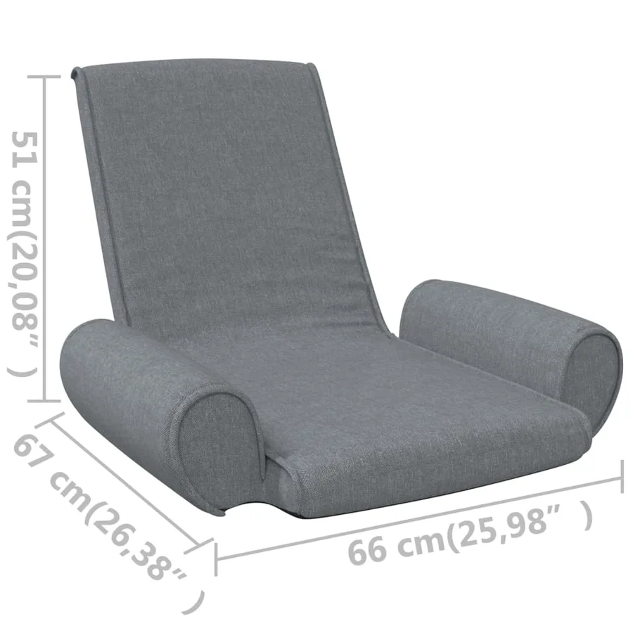 Chaise pliable de sol Gris clair Tissu - 7