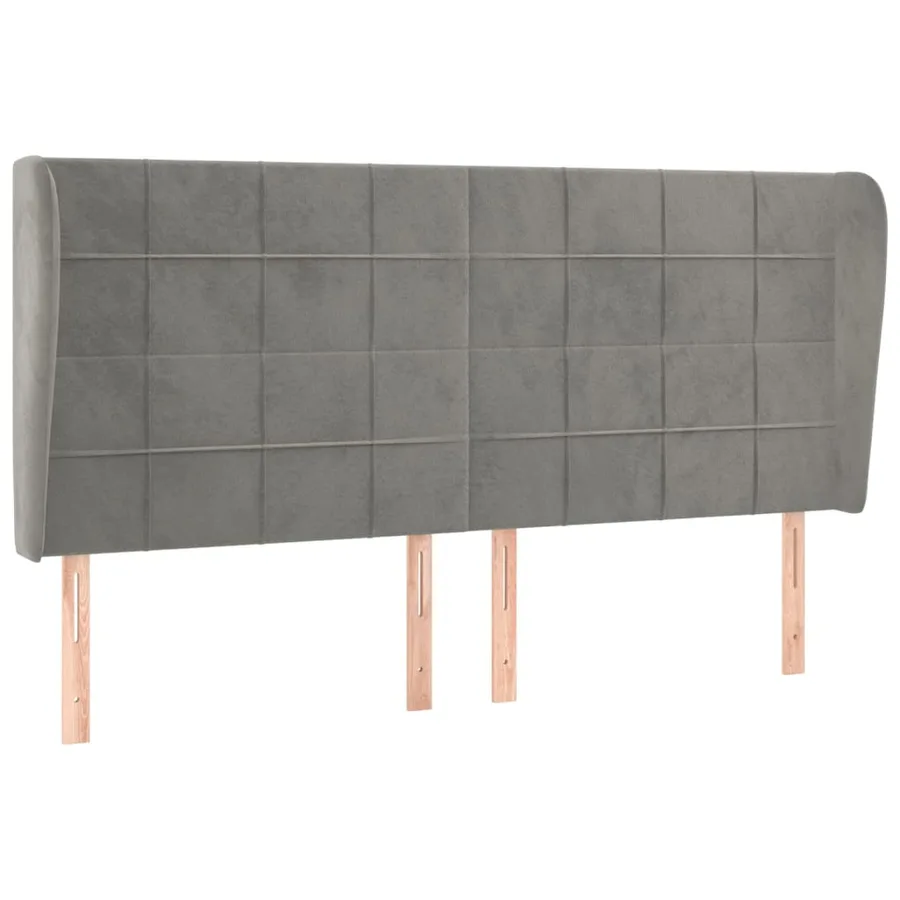 Tête de lit avec oreilles Gris clair 163x23x118/128 cm Velours - 2