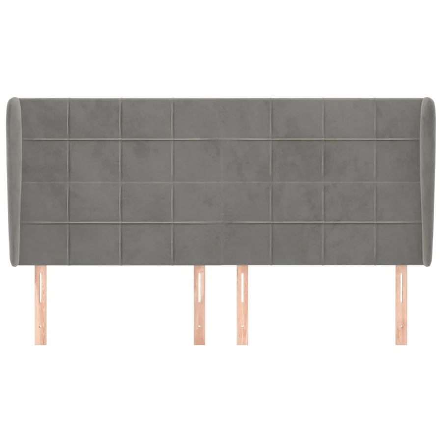 Tête de lit avec oreilles Gris clair 163x23x118/128 cm Velours - 3