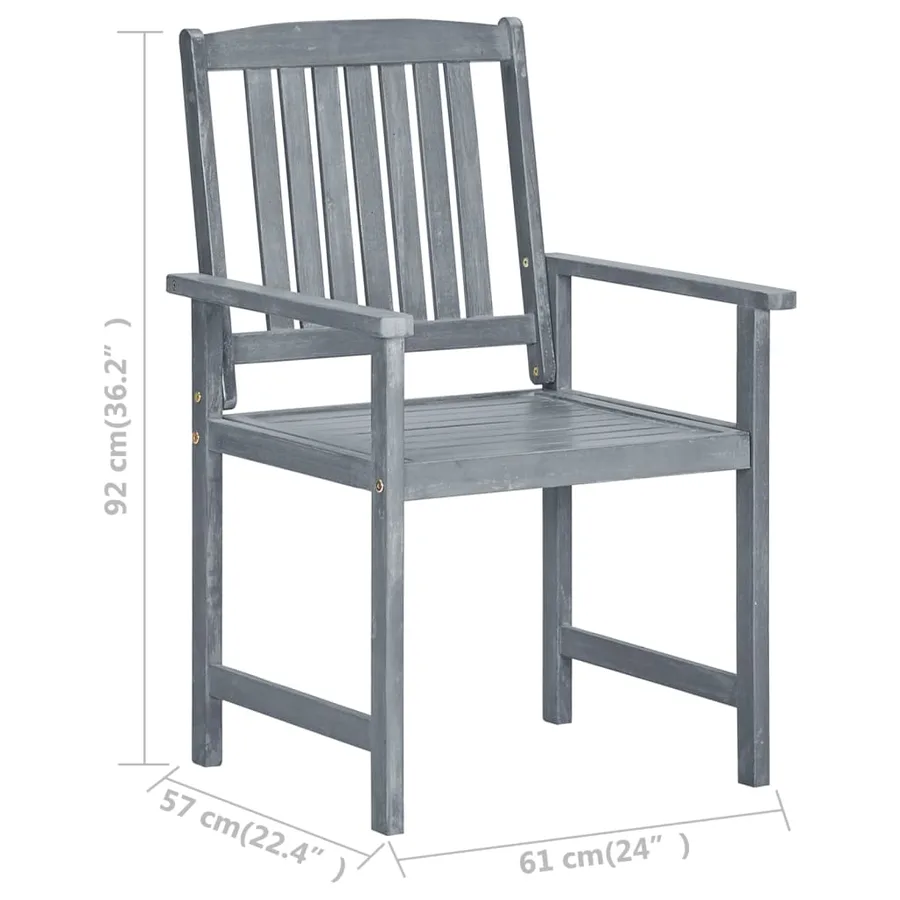 Chaises de jardin et coussins lot de 2 Gris Bois acacia massif - 14