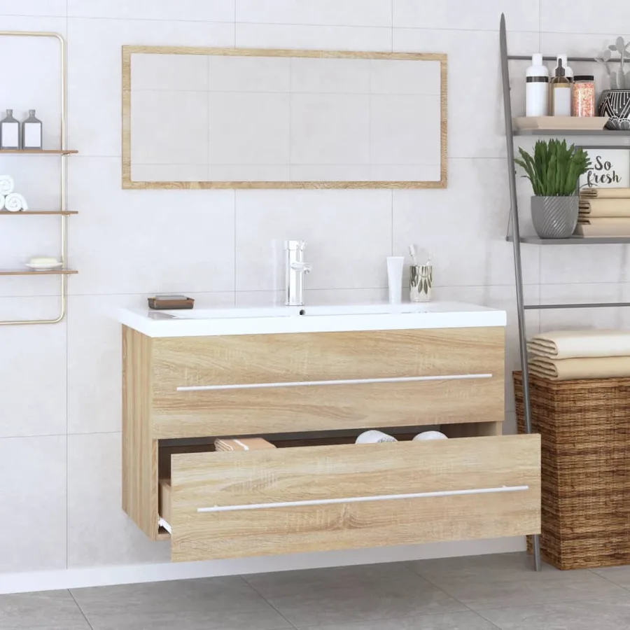 Ensemble de meubles de salle de bain 3 pcs Chêne sonoma - 4