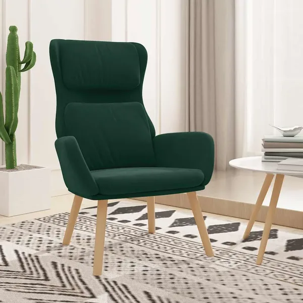 Chaise de relaxation Vert foncé Velours