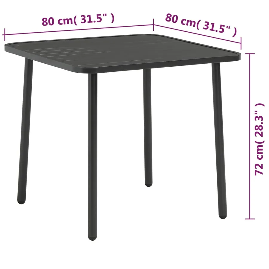 Table de jardin Gris foncé 80x80x72 cm Acier - 4