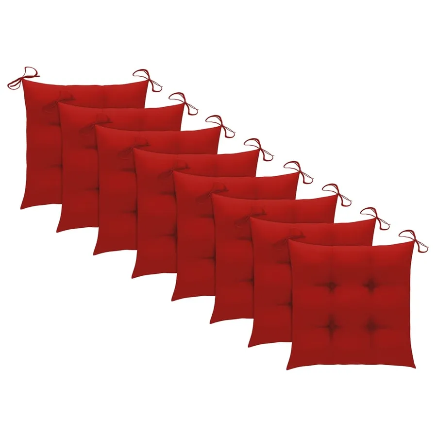 Chaises de jardin empilables avec coussins lot de 8 Teck solide - 7