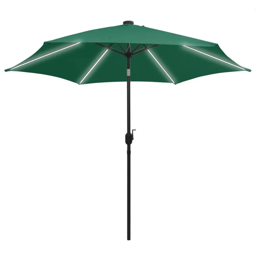 Parasol de jardin avec lumières LED et mât en aluminium vert - 2