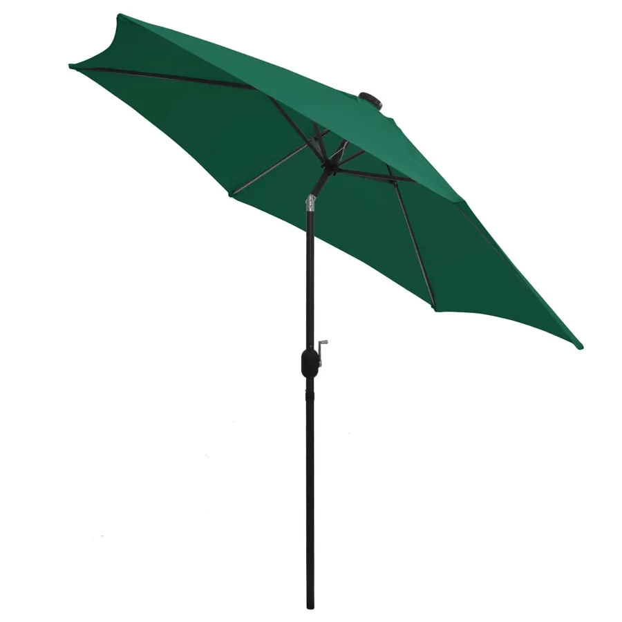 Parasol de jardin avec lumières LED et mât en aluminium vert - 4