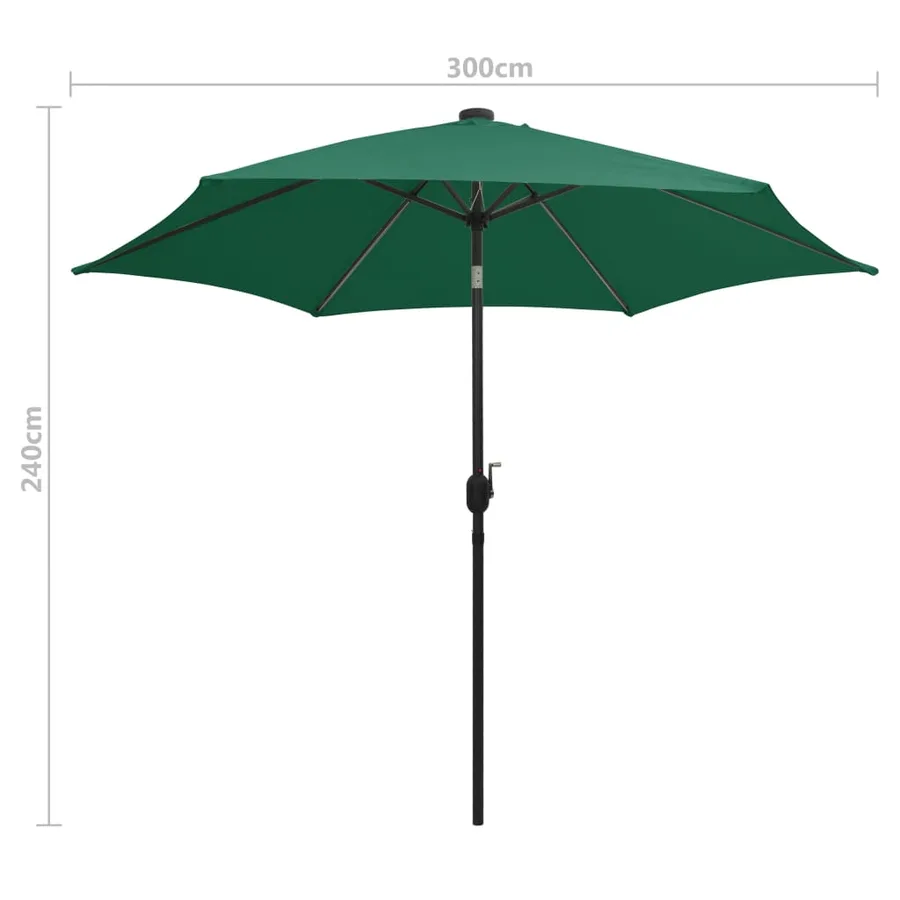 Parasol de jardin avec lumières LED et mât en aluminium vert - 8
