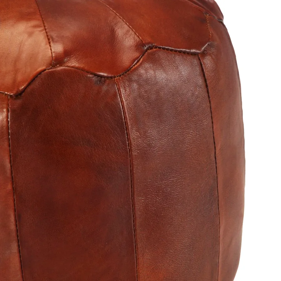 Pouf 40 x 35 cm Brun roux Cuir véritable de chèvre - 2