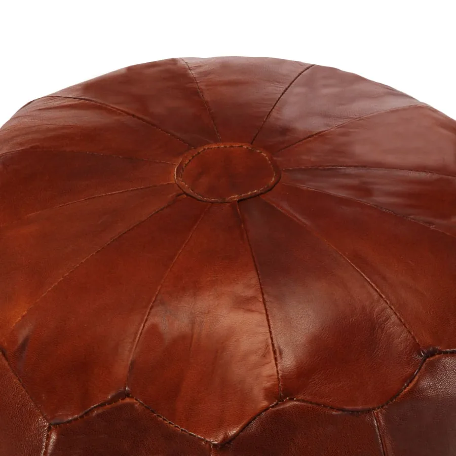 Pouf 40 x 35 cm Brun roux Cuir véritable de chèvre - 3