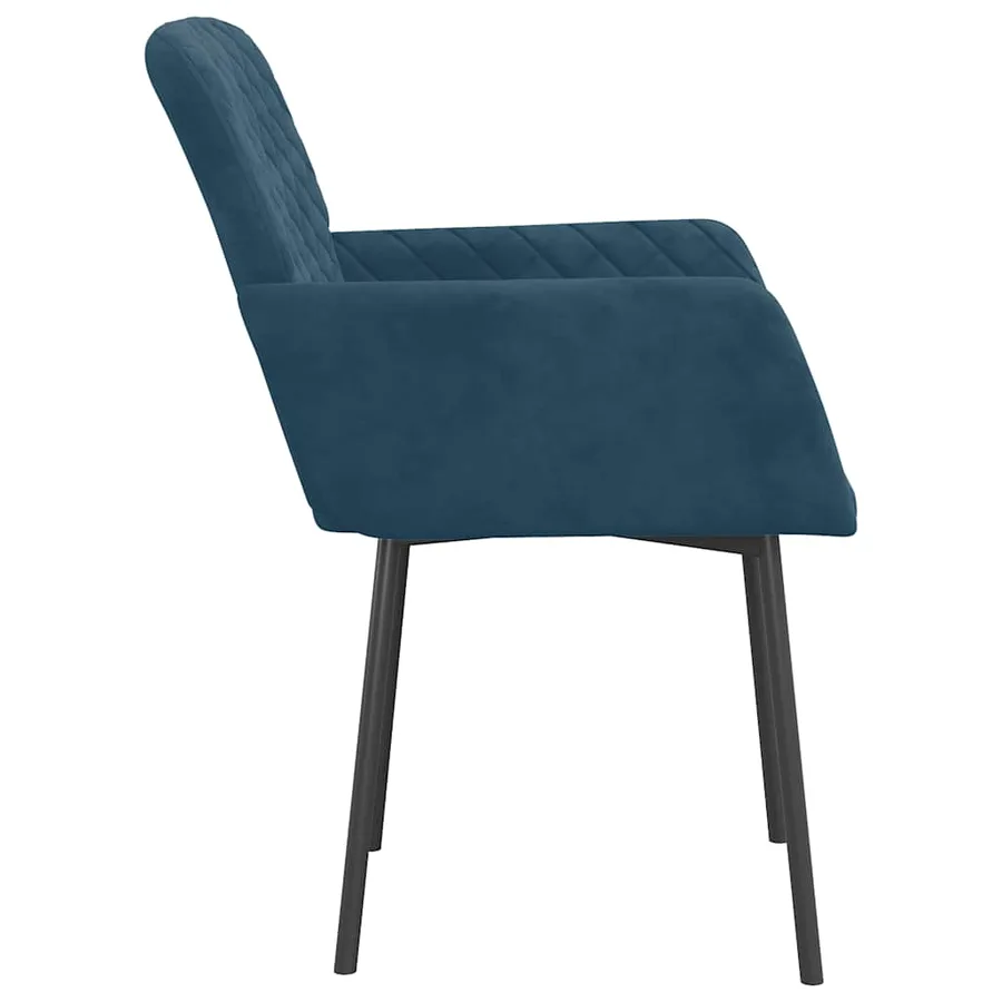 Chaises à manger lot de 2 Bleu Velours - 5