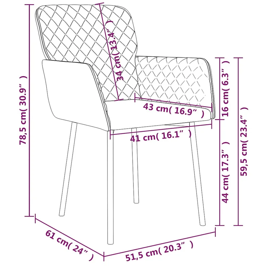 Chaises à manger lot de 2 Bleu Velours - 9