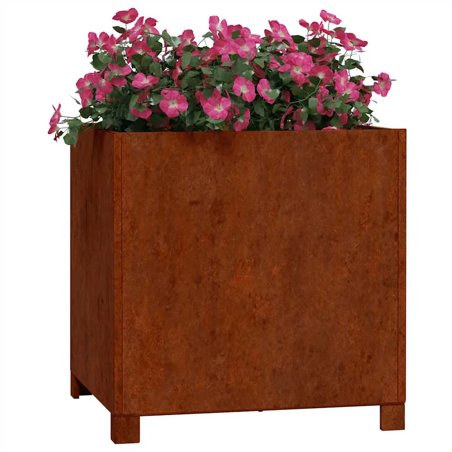 Jardinière avec pieds Rouillé 50x50x50 cm Acier corten - 3