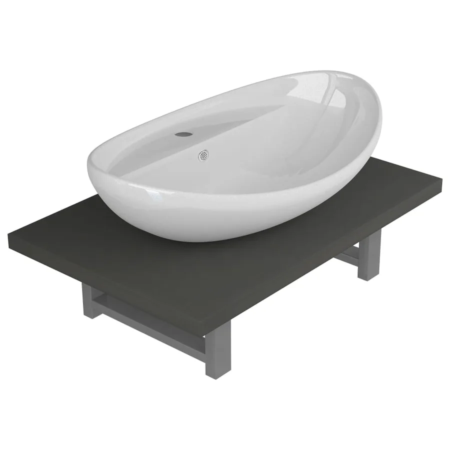 Meuble de salle de bain en deux pièces Céramique Gris - 2