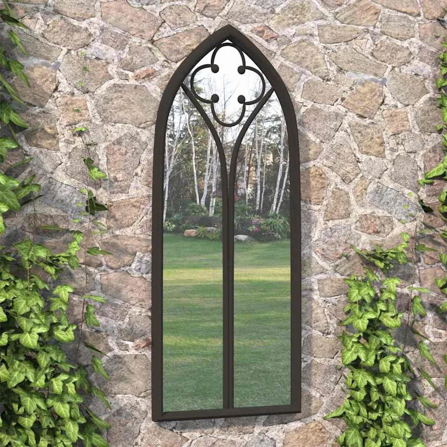 Miroir de jardin Noir 70x30 cm Fer pour utilisation extérieure