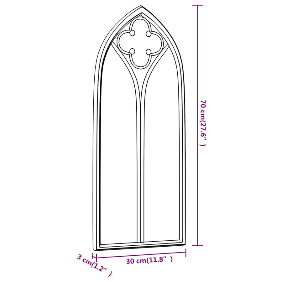 Miroir de jardin Noir 70x30 cm Fer pour utilisation extérieure - 6