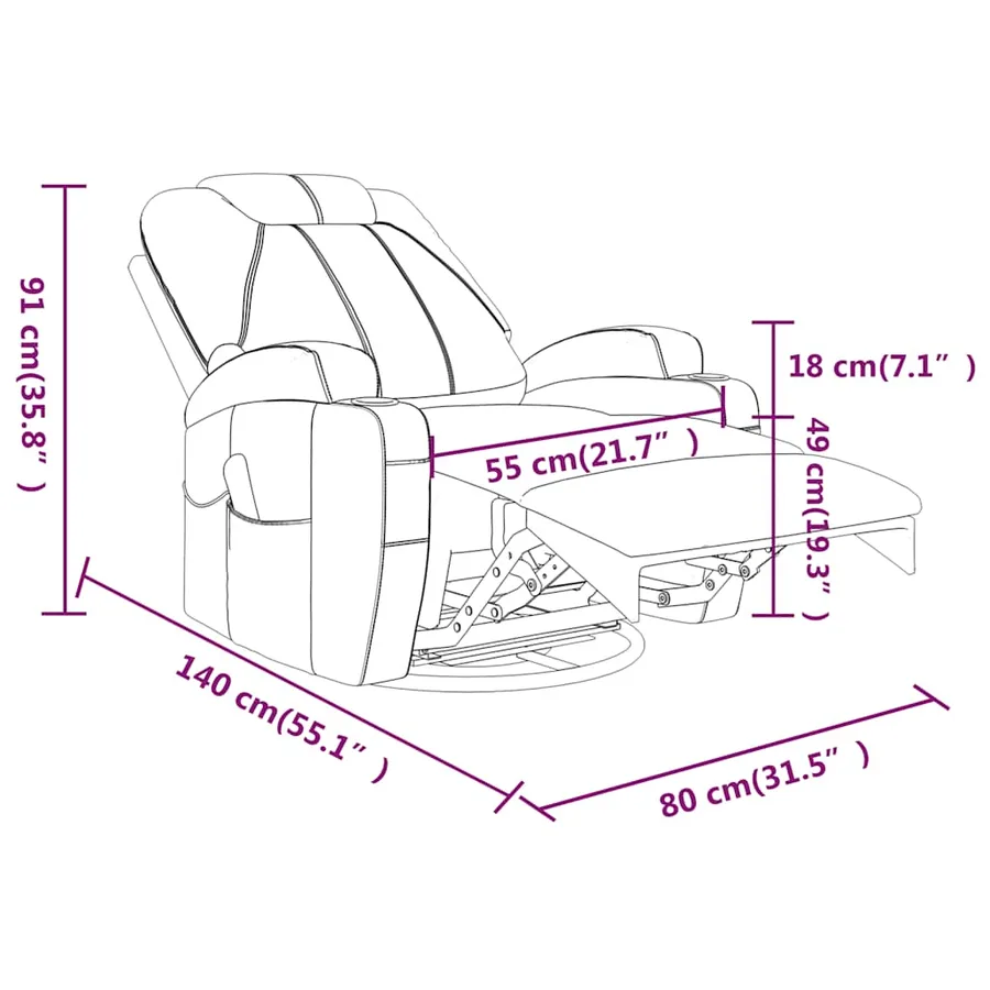 Fauteuil à bascule de massage Anthracite Similicuir - 10