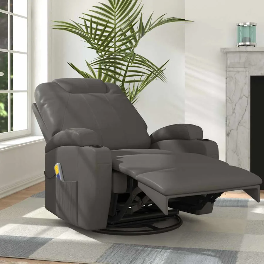 Fauteuil à bascule de massage Anthracite Similicuir - 8
