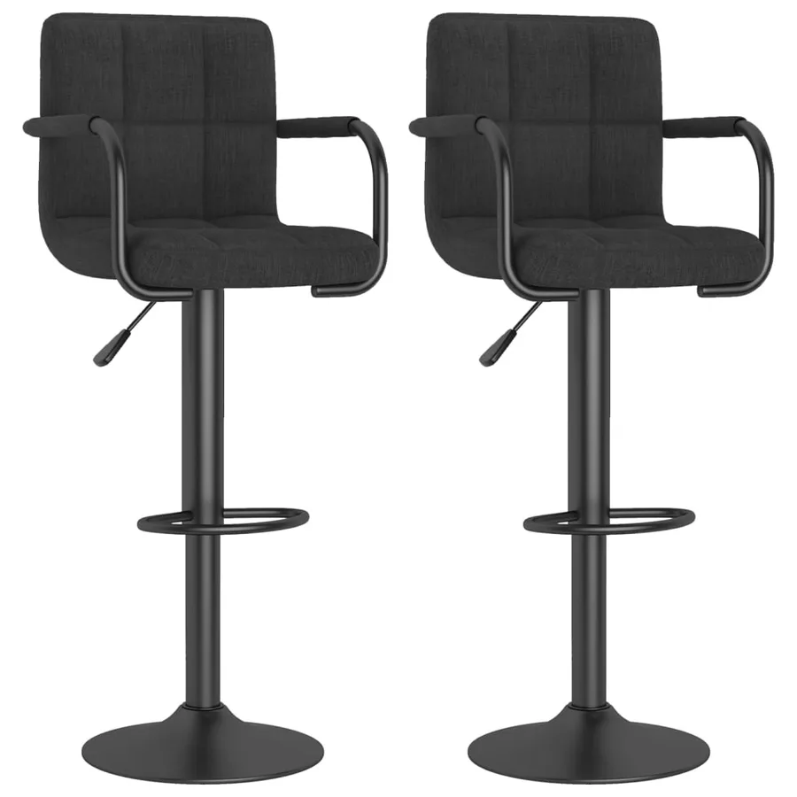 Tabourets de bar lot de 2 noir tissu - 2