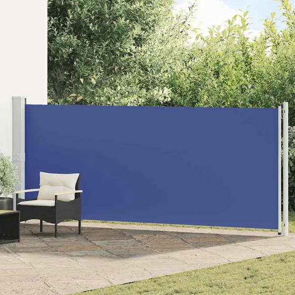 Auvent latéral rétractable de patio 600x160 cm bleu
