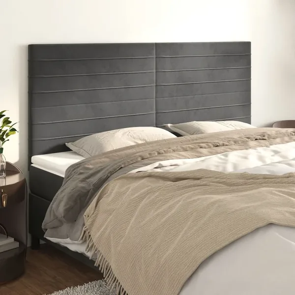 Tête de lit Gris foncé 180 x 5 x 118/128 cm Velours
