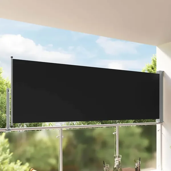 Auvent latéral rétractable de patio 120 x 300 cm Noir