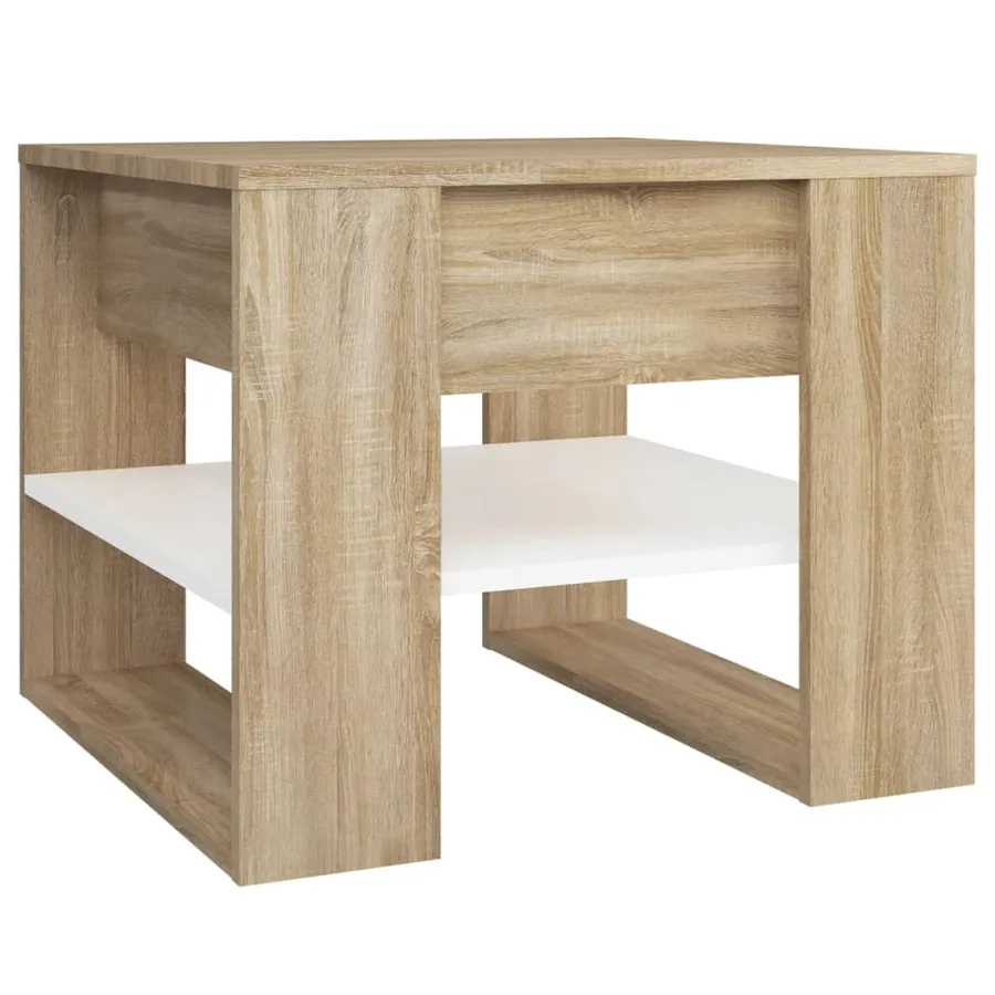 Table basse blanc chêne sonoma 55,5x55x45 cm bois d'ingénierie - 2