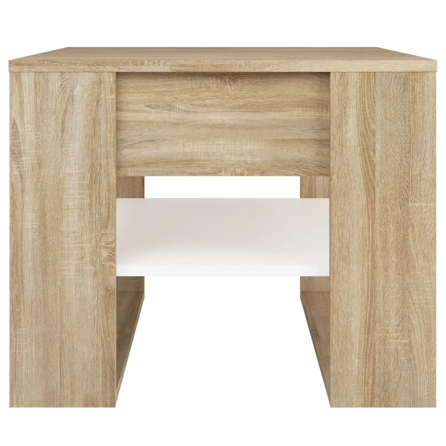 Table basse blanc chêne sonoma 55,5x55x45 cm bois d'ingénierie - 3