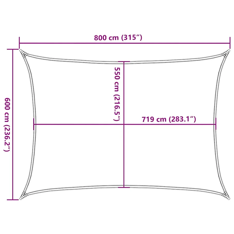 Voile d'ombrage 160 g/m² Rouge 6x8 m PEHD - 10