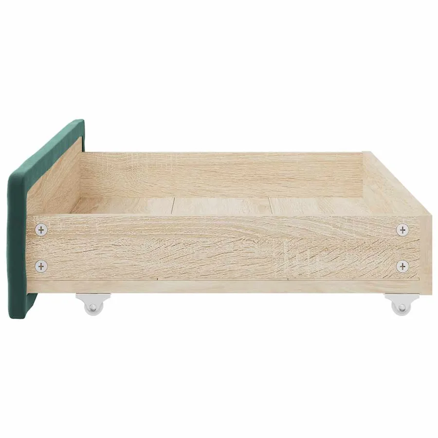 Tiroirs de lit 2 pcs vert foncé bois d'ingénierie et velours - 5