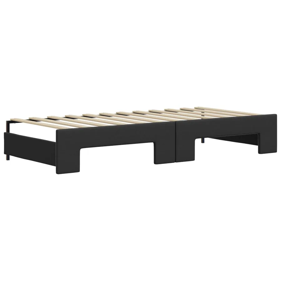 Lit de jour avec gigogne et tiroirs sans matelas noir 90x200 cm - 8