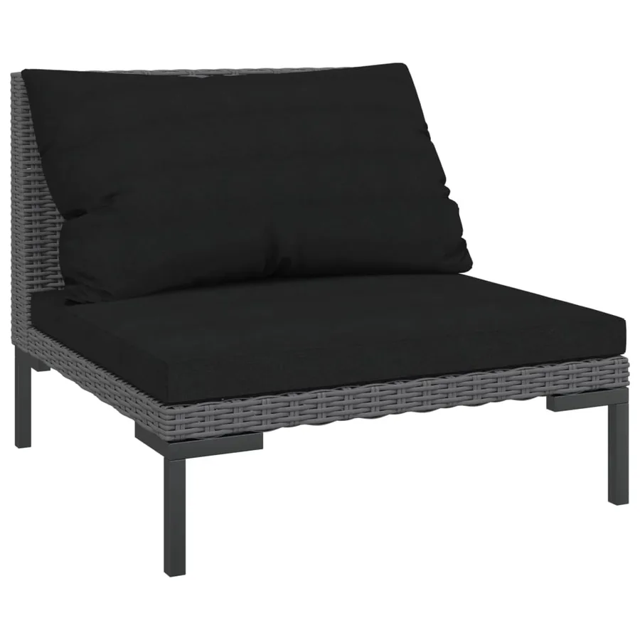 Salon de jardin 7 pcs avec coussins Résine tressée Gris foncé - 3