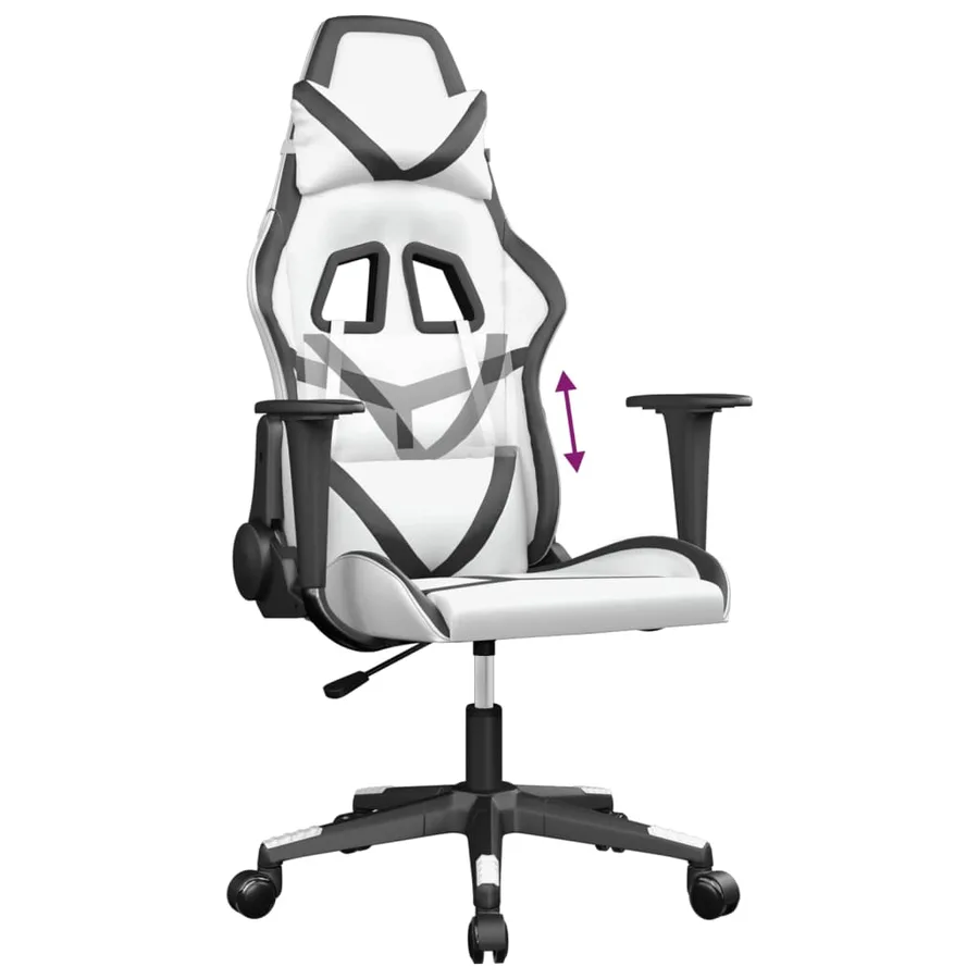 Chaise de jeu Blanc et noir Similicuir - 7