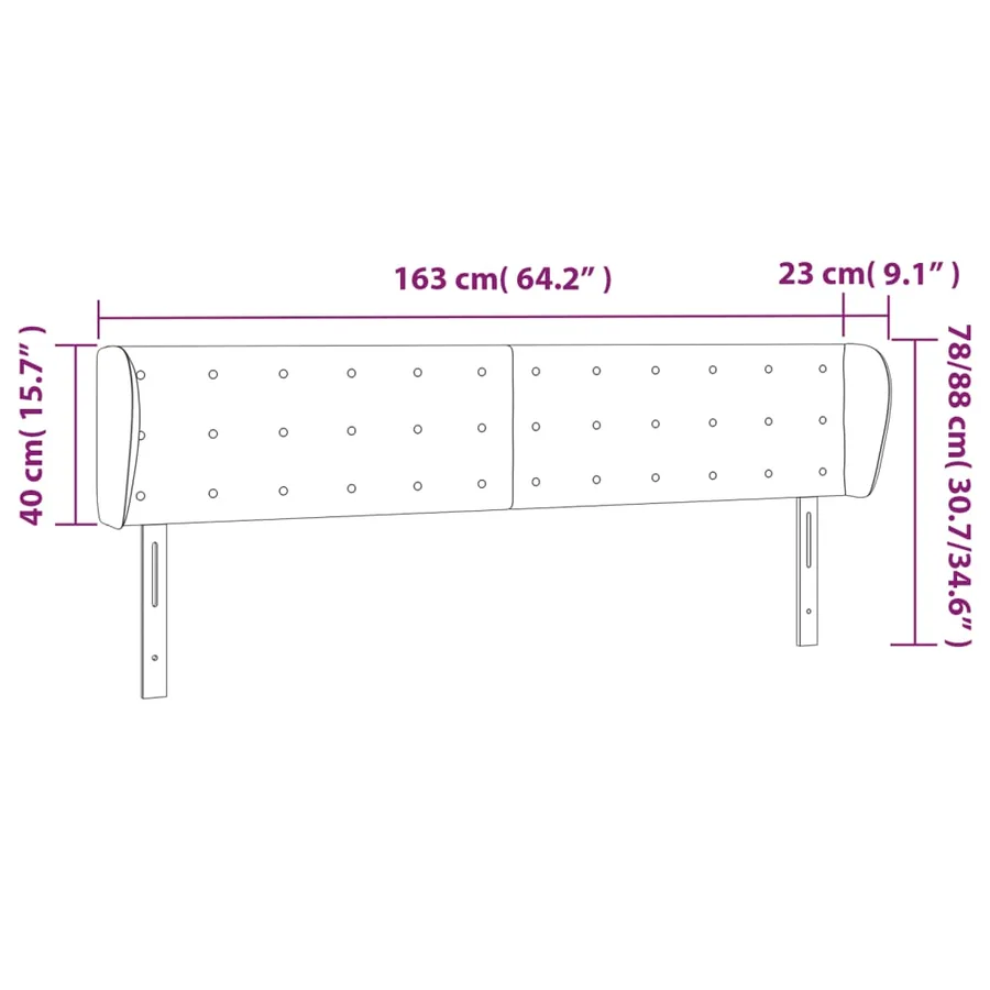 Tête de lit avec oreilles Crème 163x23x78/88 cm Tissu - 9