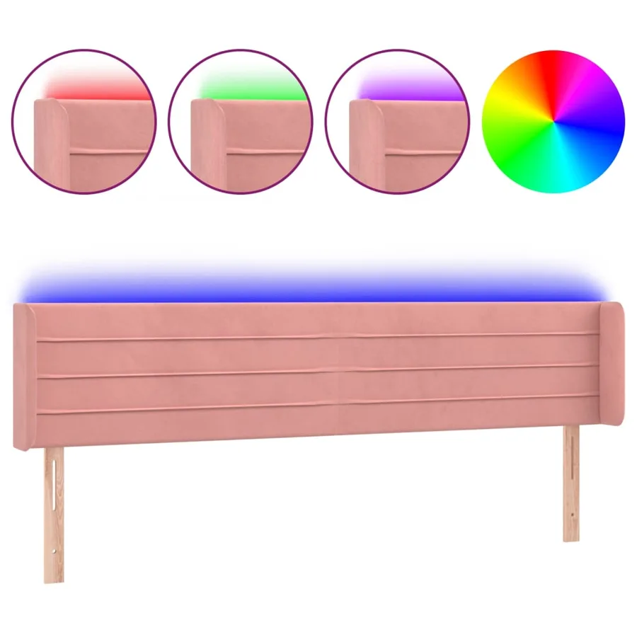 Tête de lit à LED Rose 163x16x78/88 cm Velours - 2