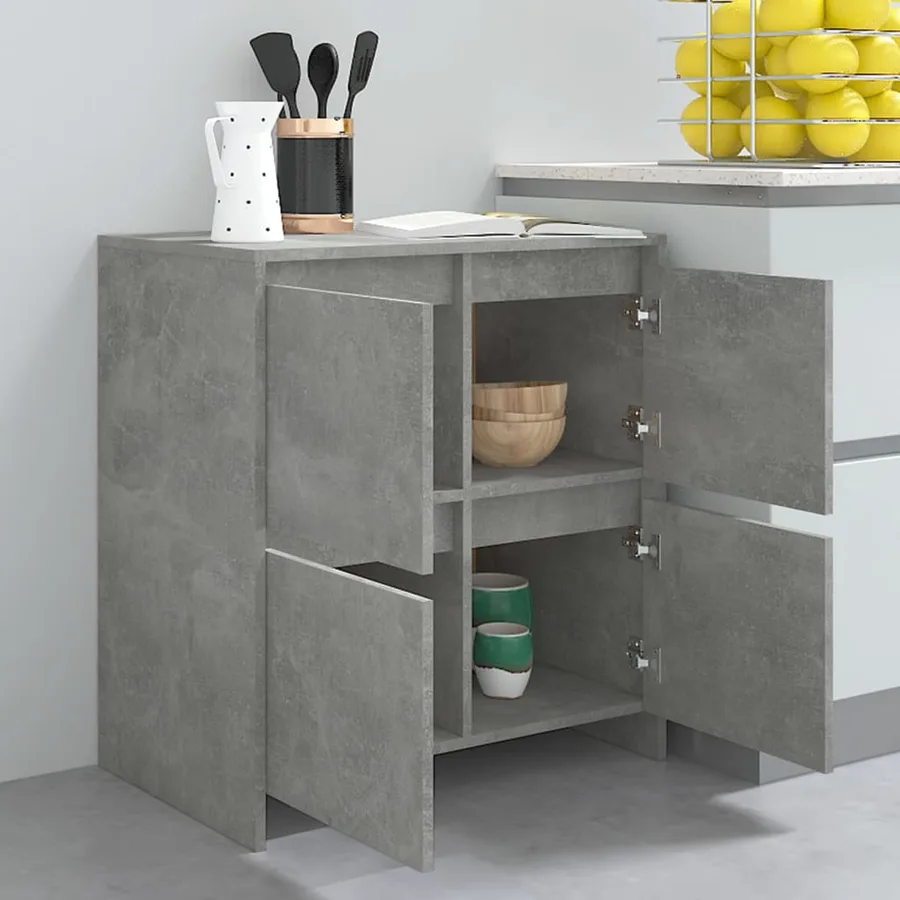 Buffets 2 pcs Gris béton 70x41x75 cm Bois d'ingénierie - 11