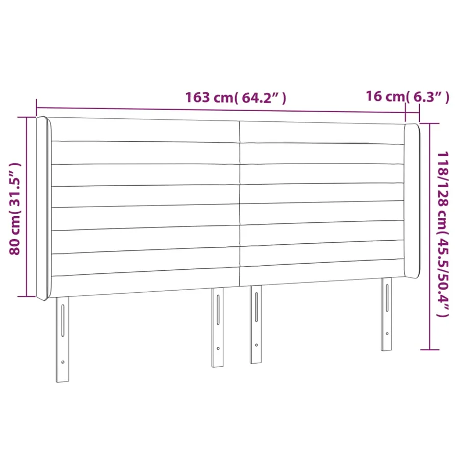 Tête de lit avec oreilles Crème 163x16x118/128 cm Tissu - 9