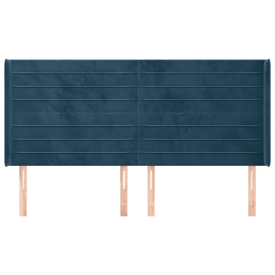Tête de lit avec oreilles Bleu foncé 163x16x118/128 cm Velours - 3